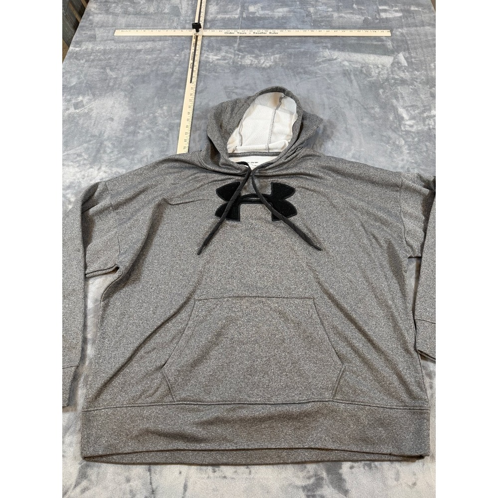 Under Armour Men's 2XL Loose Fit ColdGear Pullover Hoodie Gray Black Logo